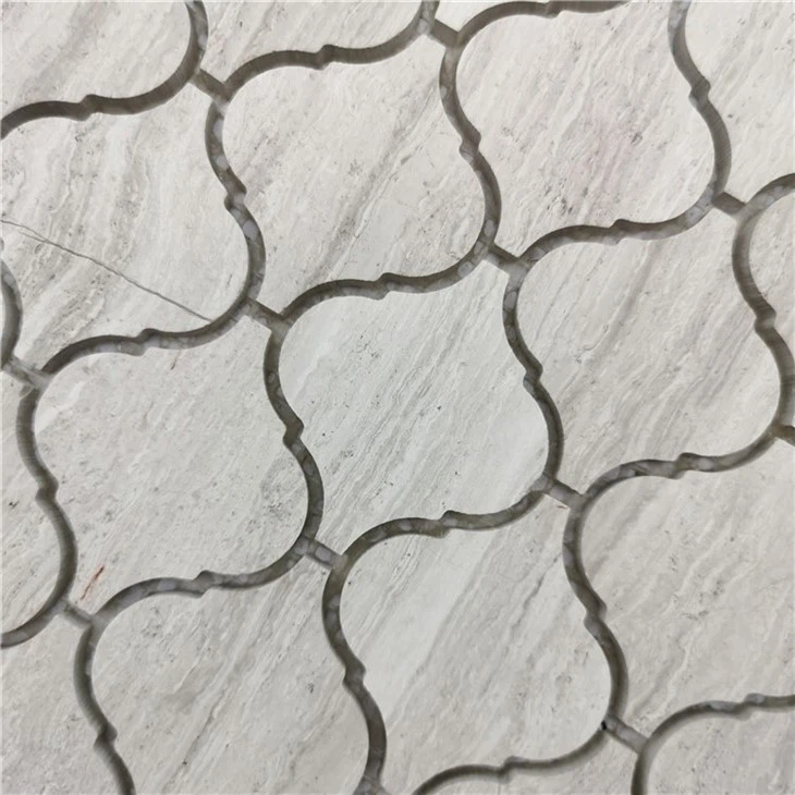 White Carrara Marble With Brass Mosaic Tiles
